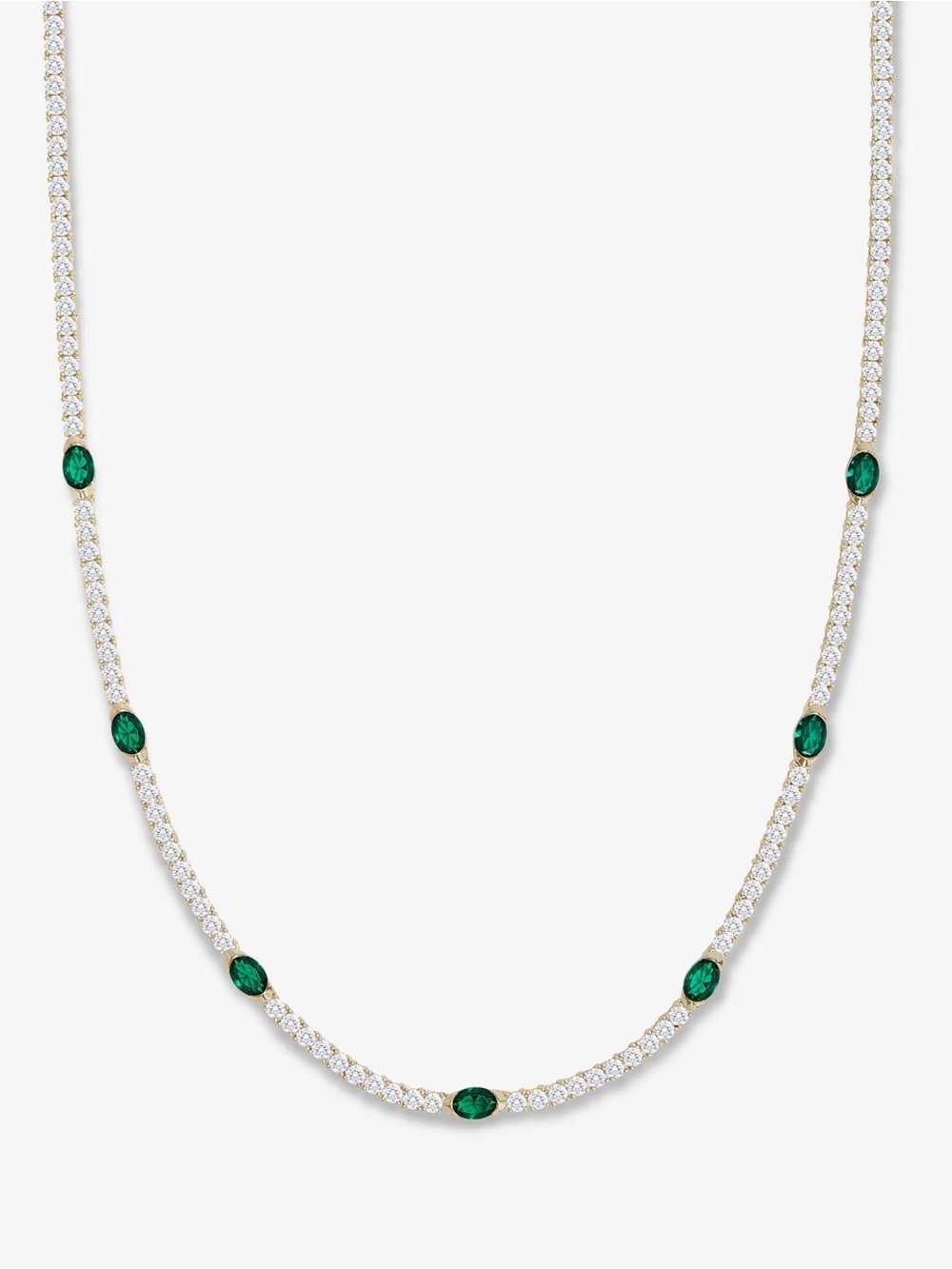 Melinda Maria Gold-Tone Necklace with Simulated Emeralds and Diamondettes-16”